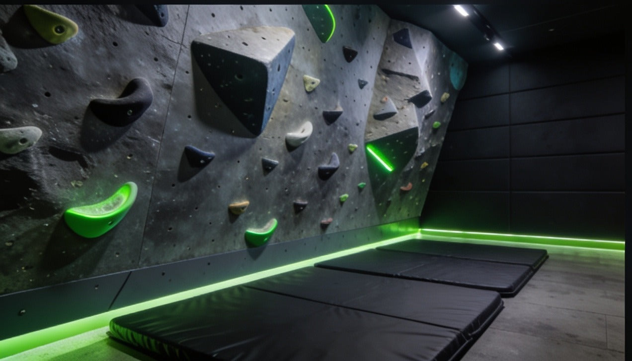 Salle d'escalade AU12 avec mur de bloc